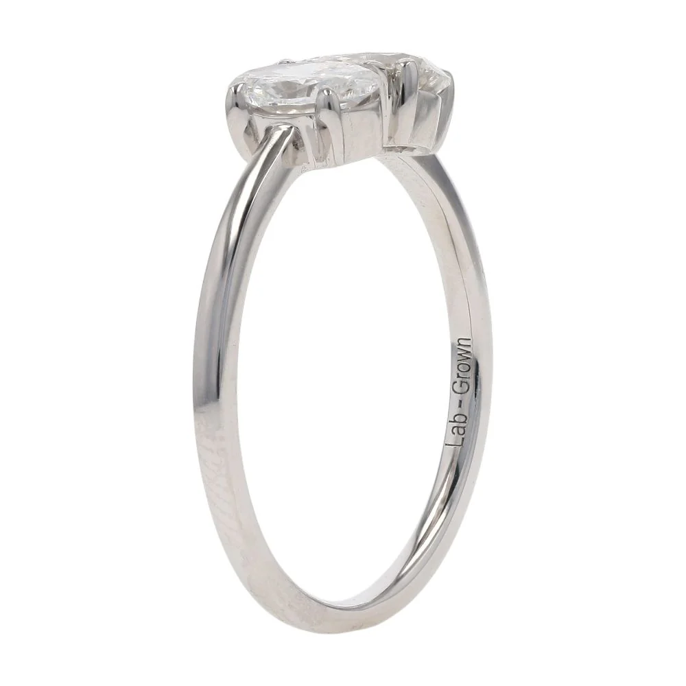 1 Ct 14K White Gold Oval And Pear Lab Grown Diamond Engagement Ring - Image 5