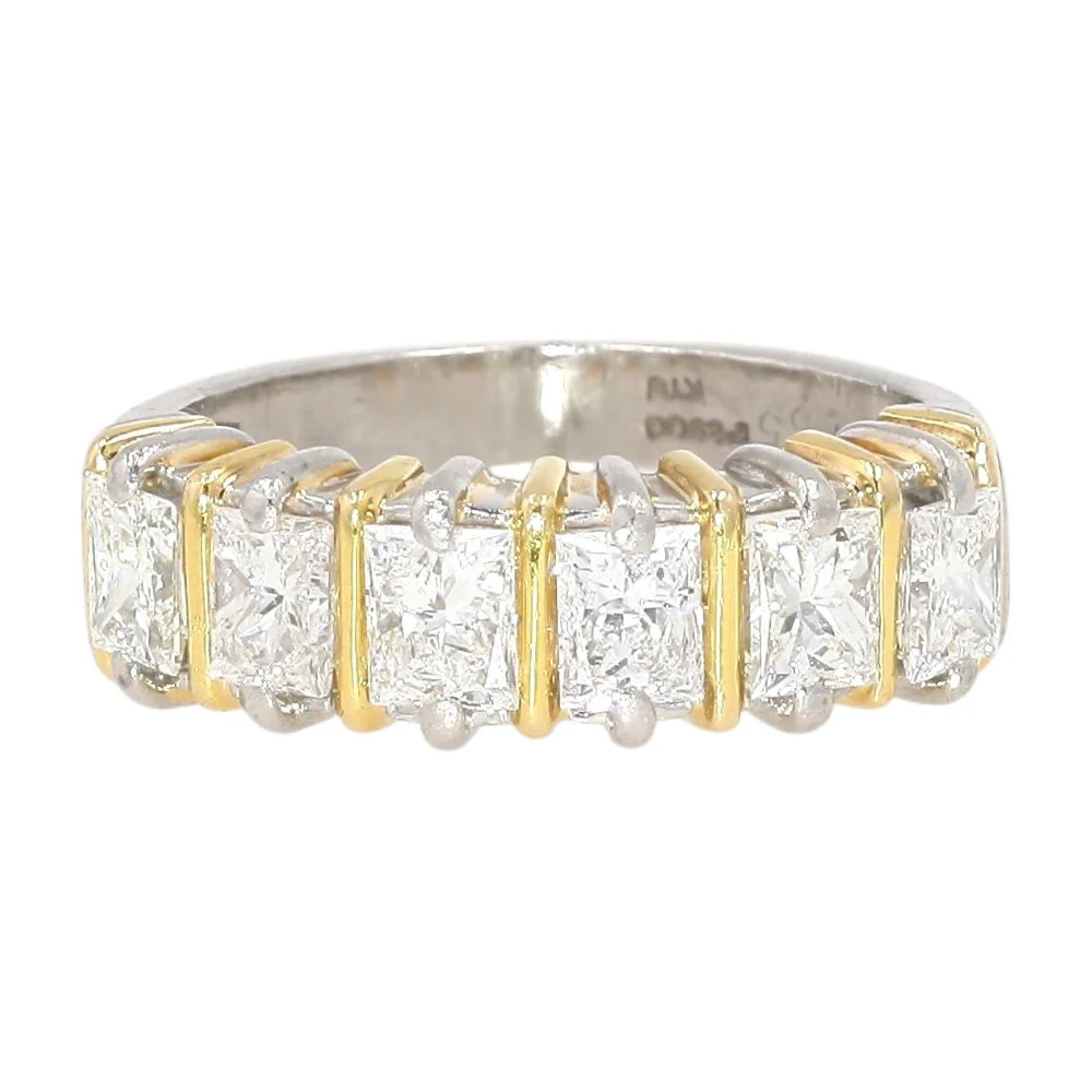 1.00 Ct Platinum Six Stone Radiant Cut Diamond/Lab Grown Diamond Band
