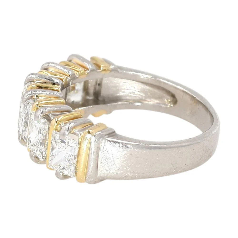 1.00 Ct Platinum Six Stone Radiant Cut Diamond/Lab Grown Diamond Band - Image 2