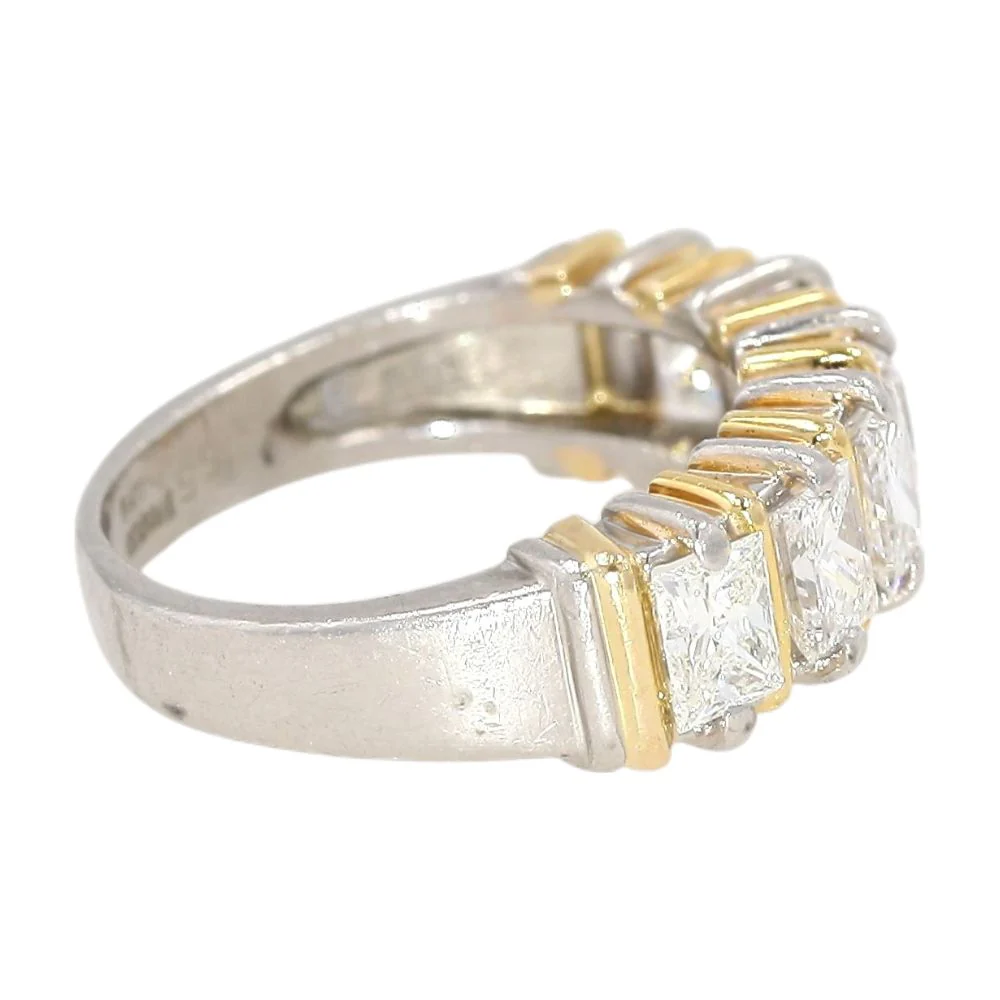 1.00 Ct Platinum Six Stone Radiant Cut Diamond/Lab Grown Diamond Band - Image 4