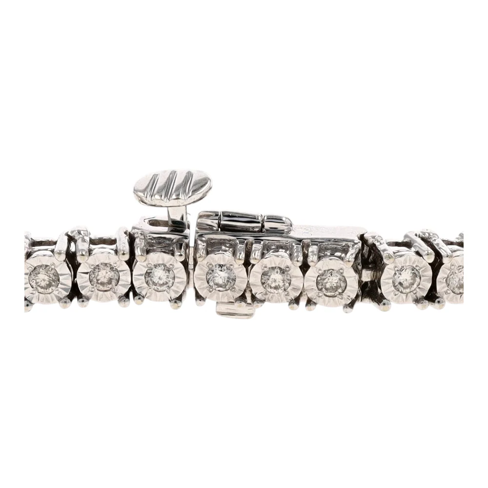 1 1/5 ctw 10K White Gold Diamond Tennis Bracelet - Image 3