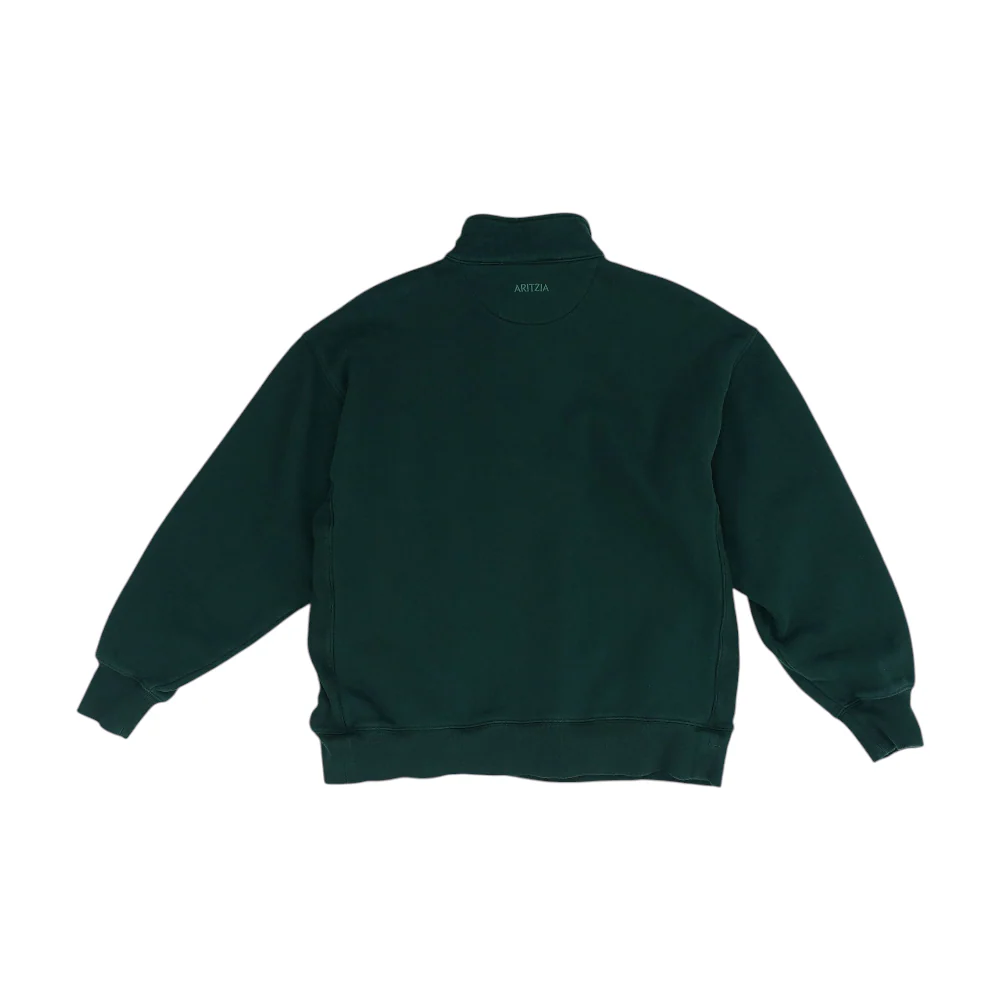 Green Solid 1/4 Zip Pullover - Image 2