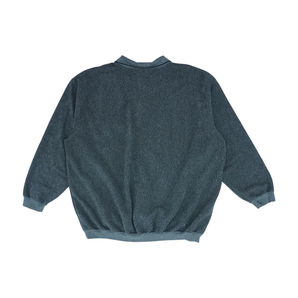 Gray Big & Tall Striped 1/4 Zip Sweater - Image 2