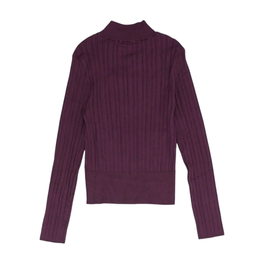 Burgundy Striped 1/4 Zip Sweater - Image 2