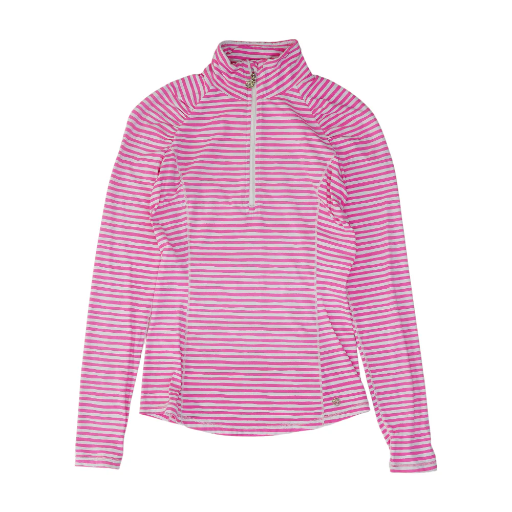 Pink Striped 1/4 Zip Pullover