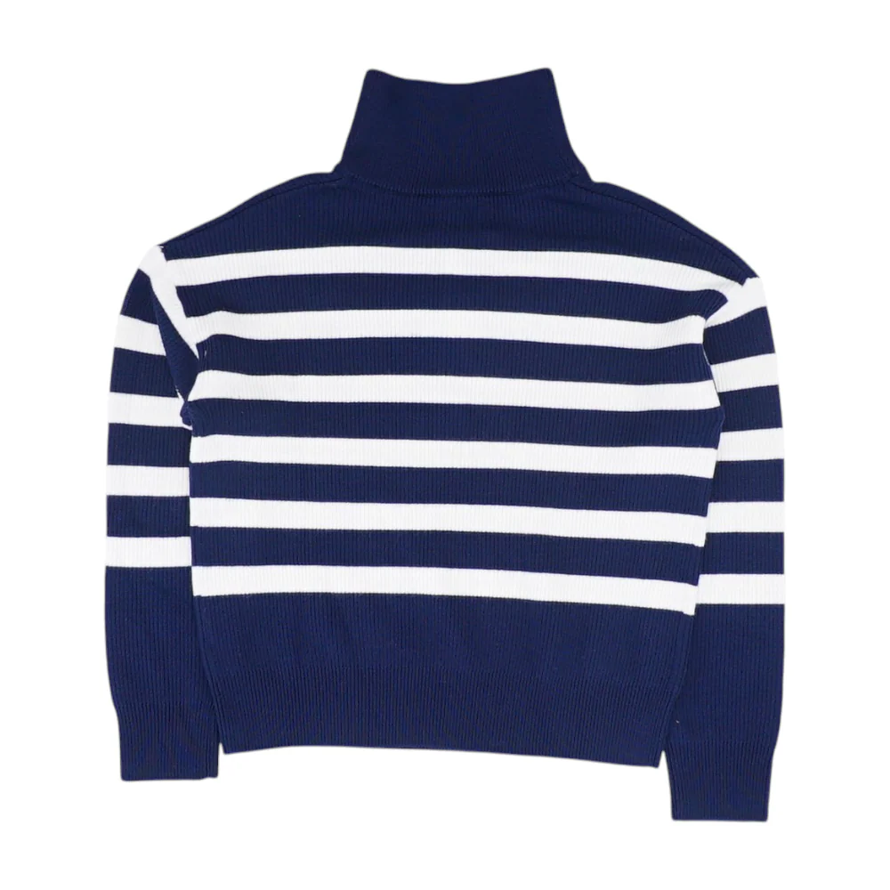 Navy Striped 1/4 Zip Sweater - Image 2