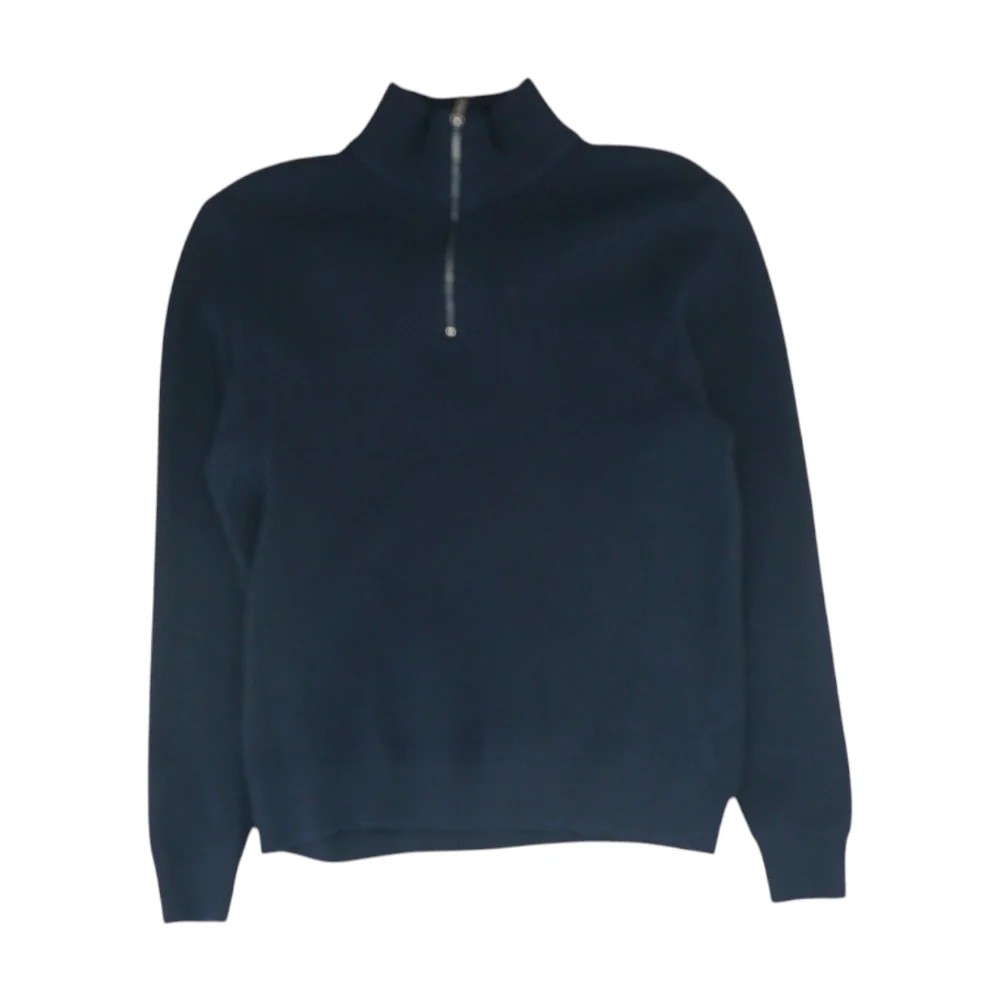 Navy Solid 1/4 Zip Sweater