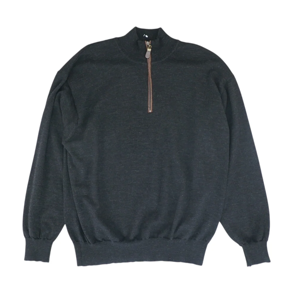 Black Solid 1/4 Zip Sweater