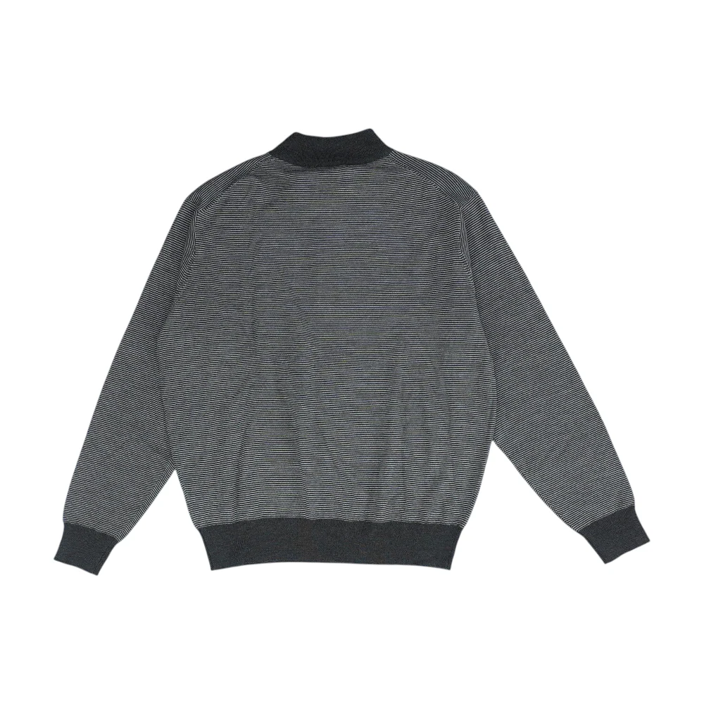 Brown Striped 1/4 Zip Sweater - Image 2
