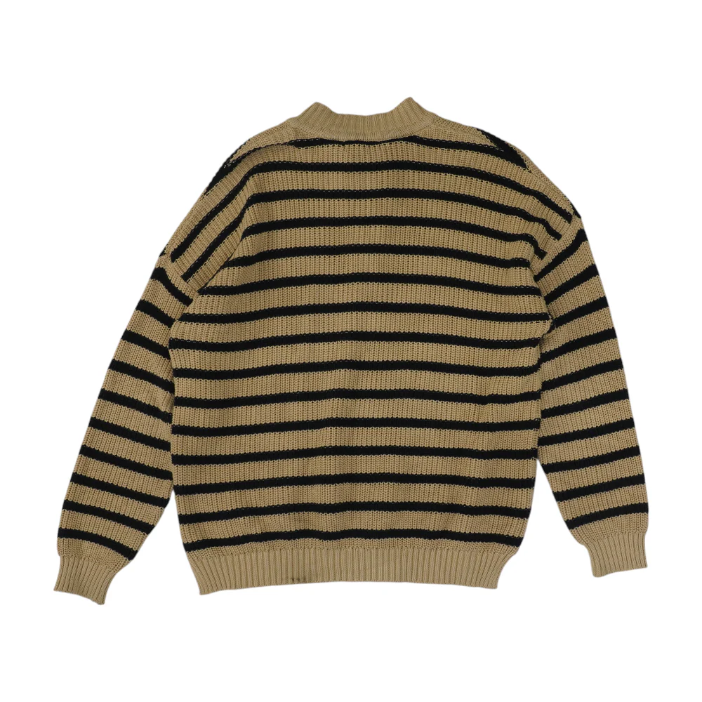 Brown Striped 1/4 Zip Sweater - Image 2