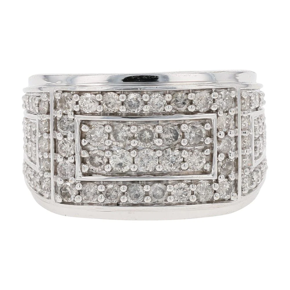 1 1/2 Ct 10K White Gold Gents Pave Diamond Band