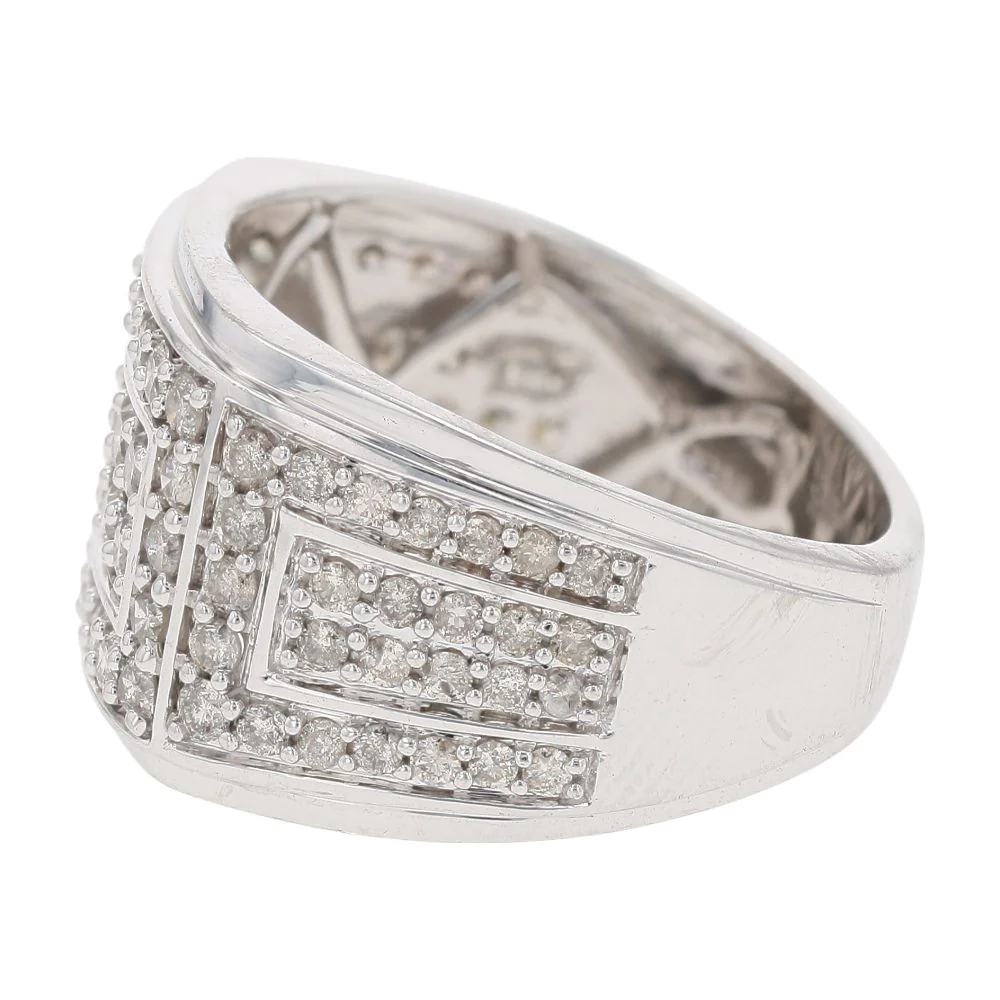 1 1/2 Ct 10K White Gold Gents Pave Diamond Band - Image 2