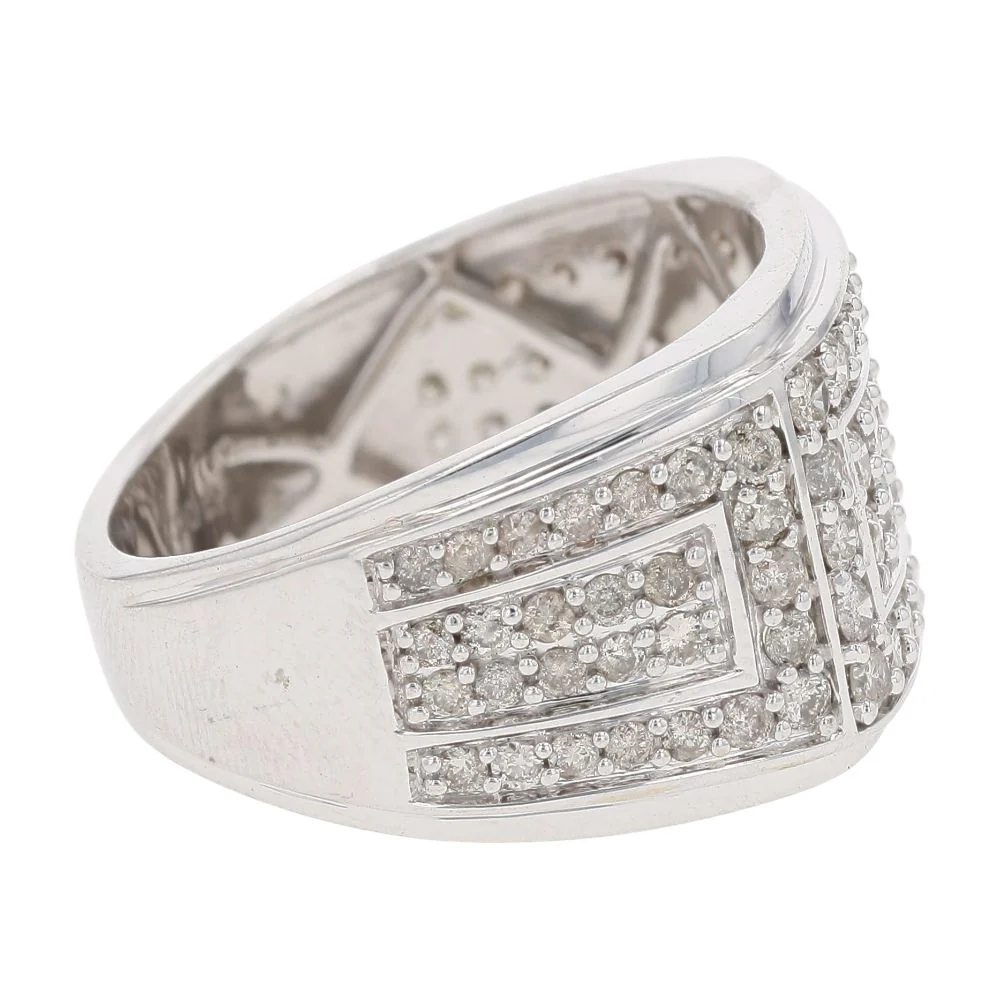 1 1/2 Ct 10K White Gold Gents Pave Diamond Band - Image 4