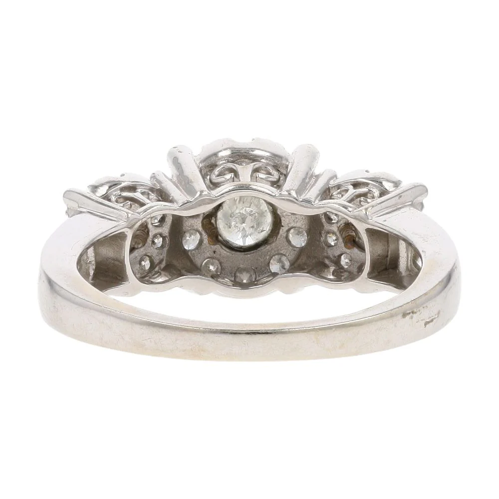1 1/2 Ct 14K White Gold Halo And Illusion Set Diamond Engagement Ring - Image 3