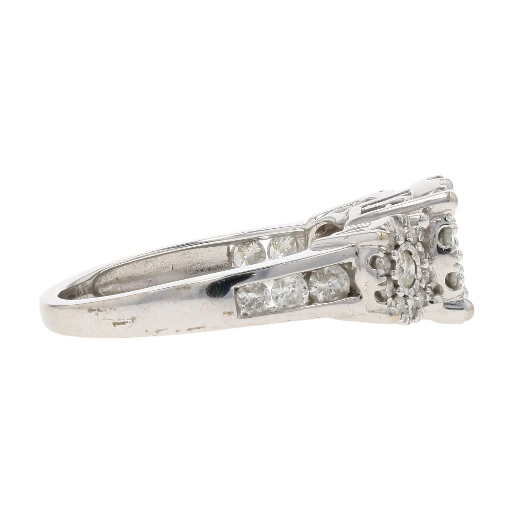 1 1/2 Ct 14K White Gold Halo And Illusion Set Diamond Engagement Ring - Image 4