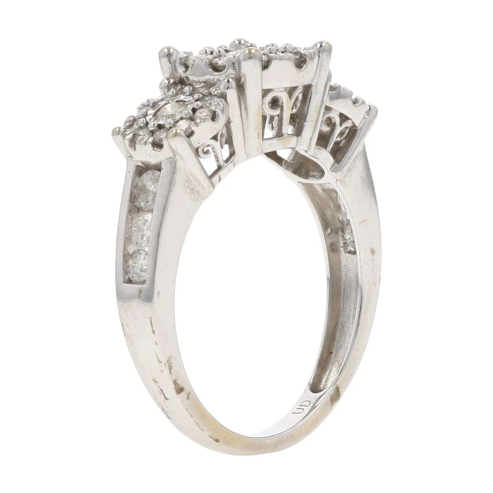 1 1/2 Ct 14K White Gold Halo And Illusion Set Diamond Engagement Ring - Image 5
