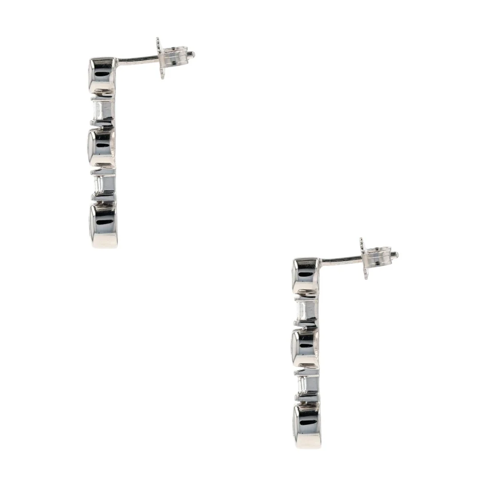 1 ctw 10K White Gold Diamond Drop Earrings - Image 2