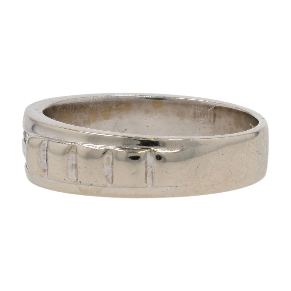 1/10 Ct 14K White Gold Diamond Channel Set Ridged Band - Image 2