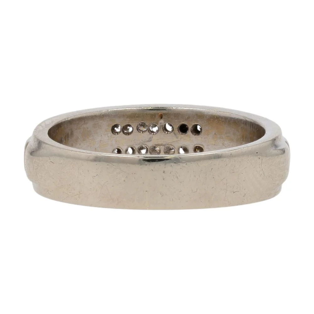 1/10 Ct 14K White Gold Diamond Channel Set Ridged Band - Image 3
