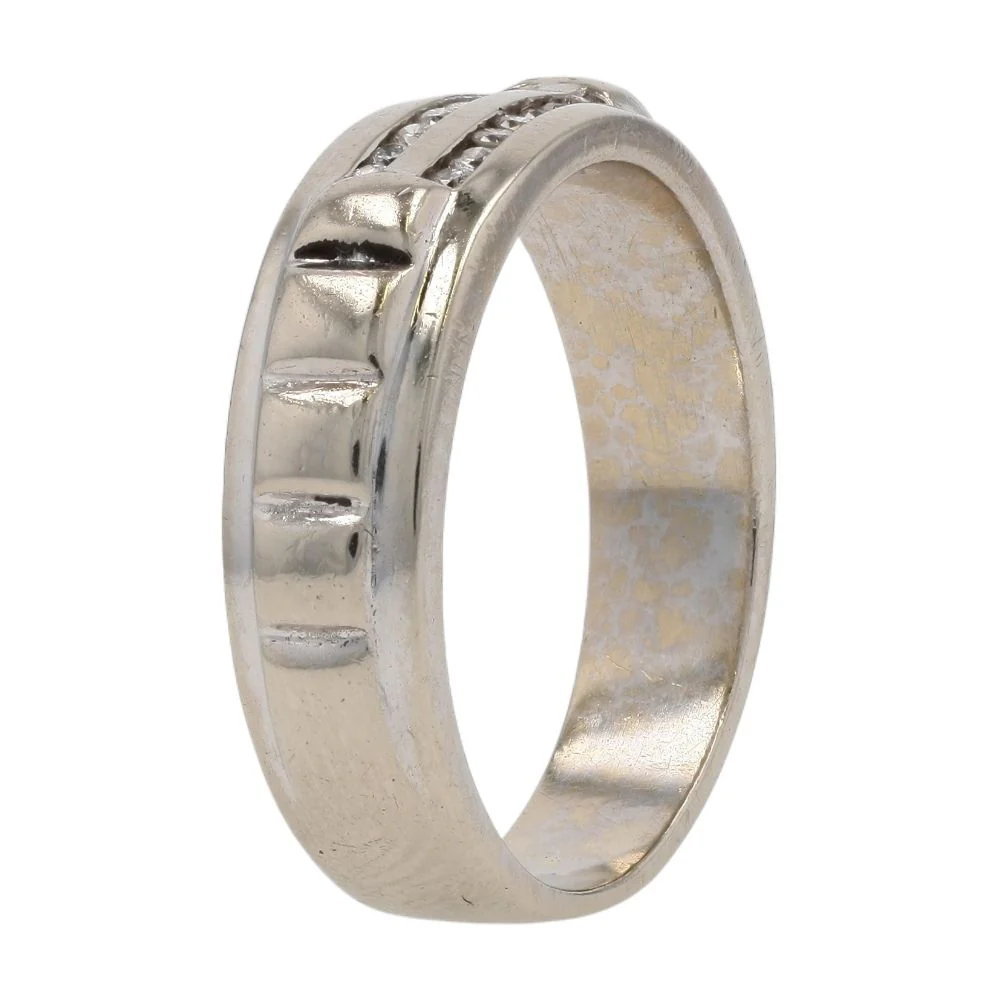 1/10 Ct 14K White Gold Diamond Channel Set Ridged Band - Image 5