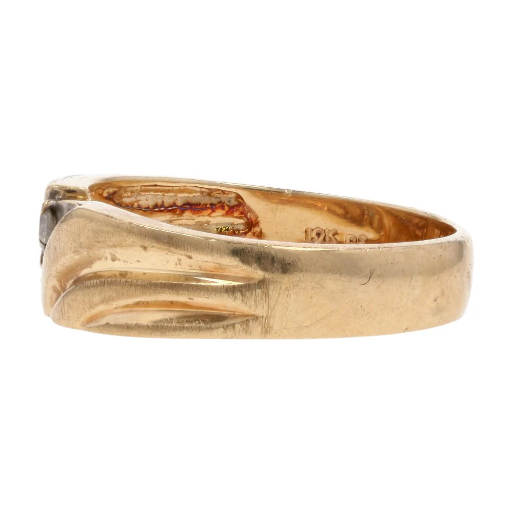 10K Gold Diagonal Set Round Diamond Band - Image 2