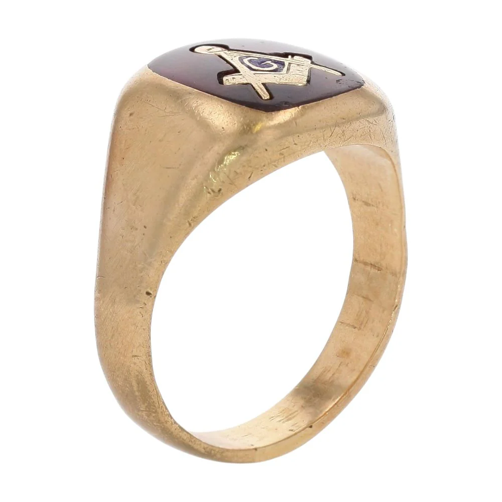 10K Gold Freemason Signet Ring - Image 5