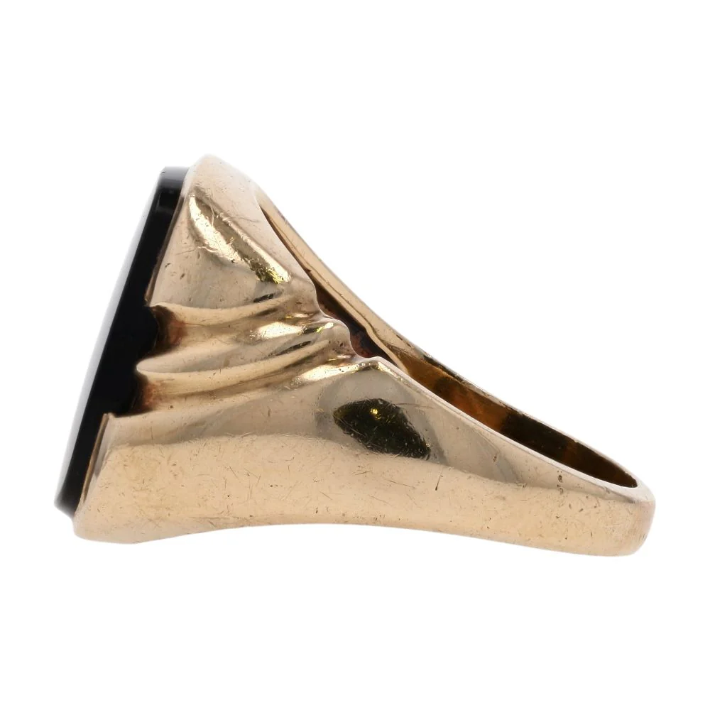 10K Gold Square Black Stone Signet Ring - Image 2