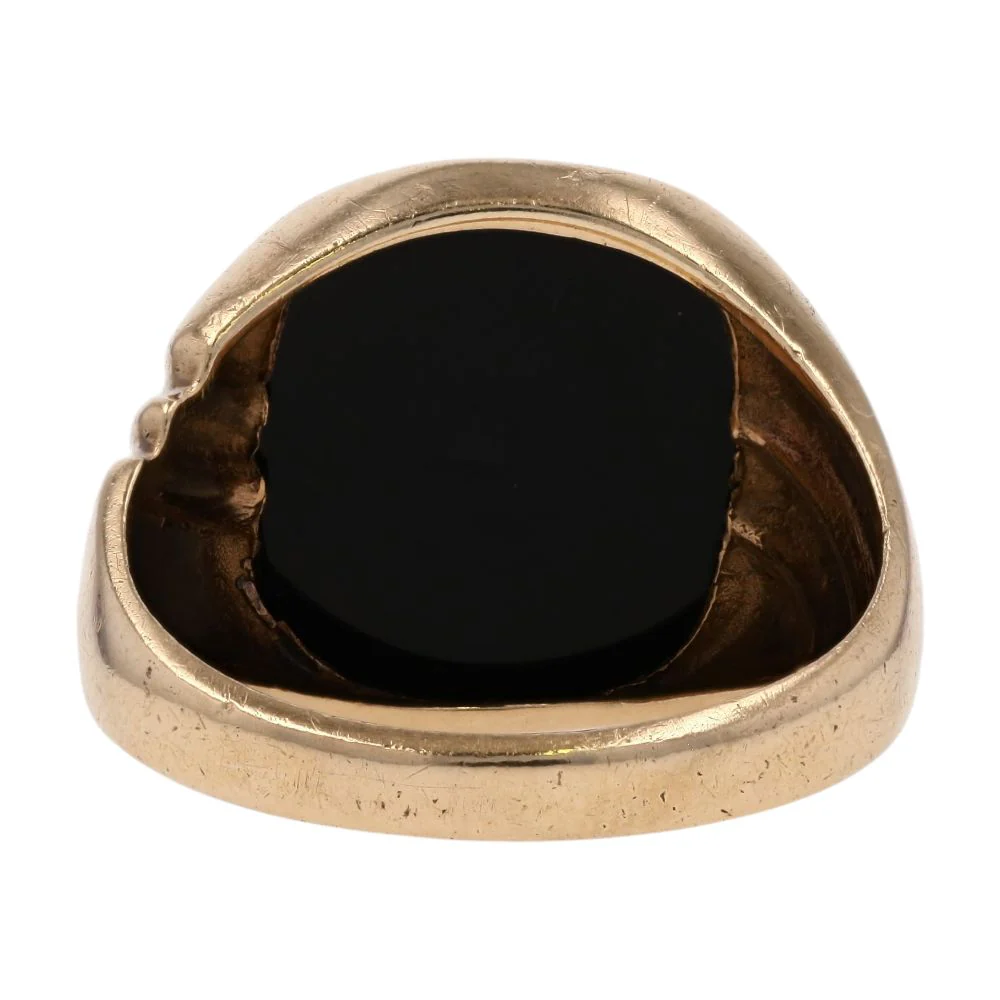 10K Gold Square Black Stone Signet Ring - Image 3