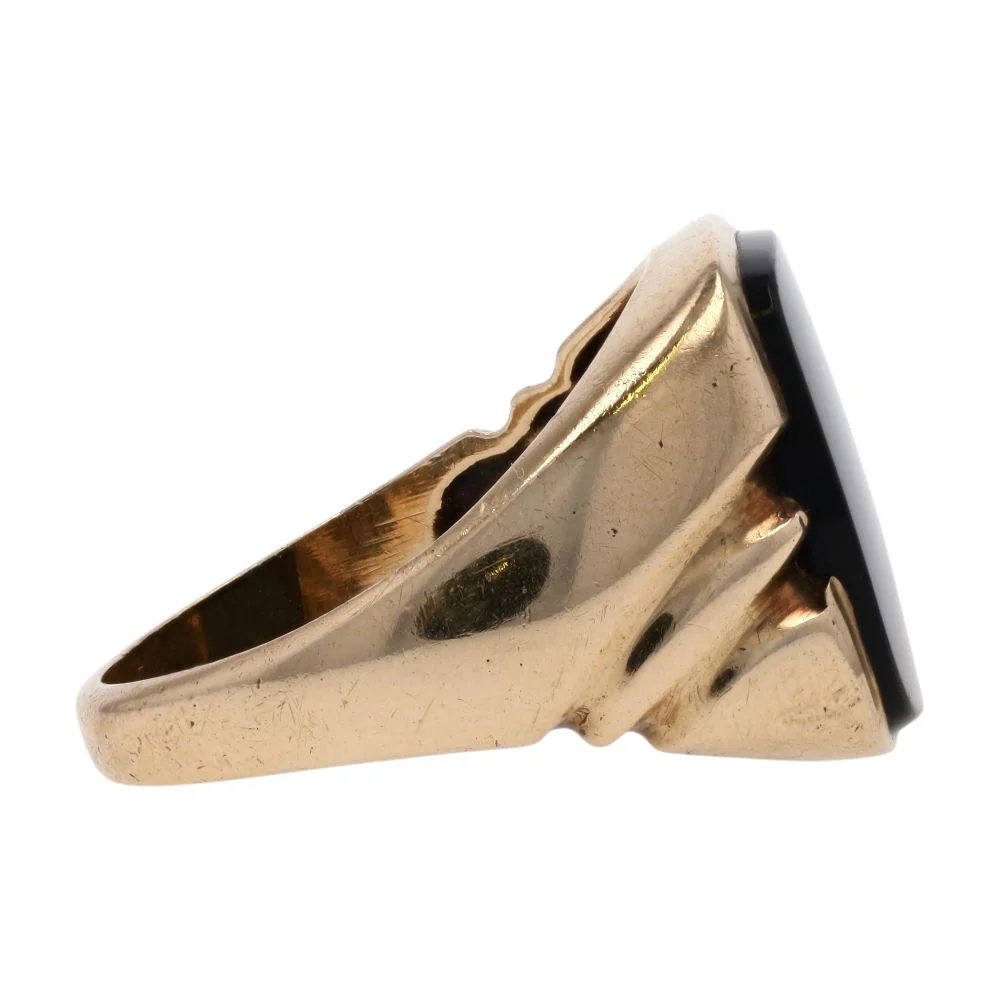 10K Gold Square Black Stone Signet Ring - Image 4