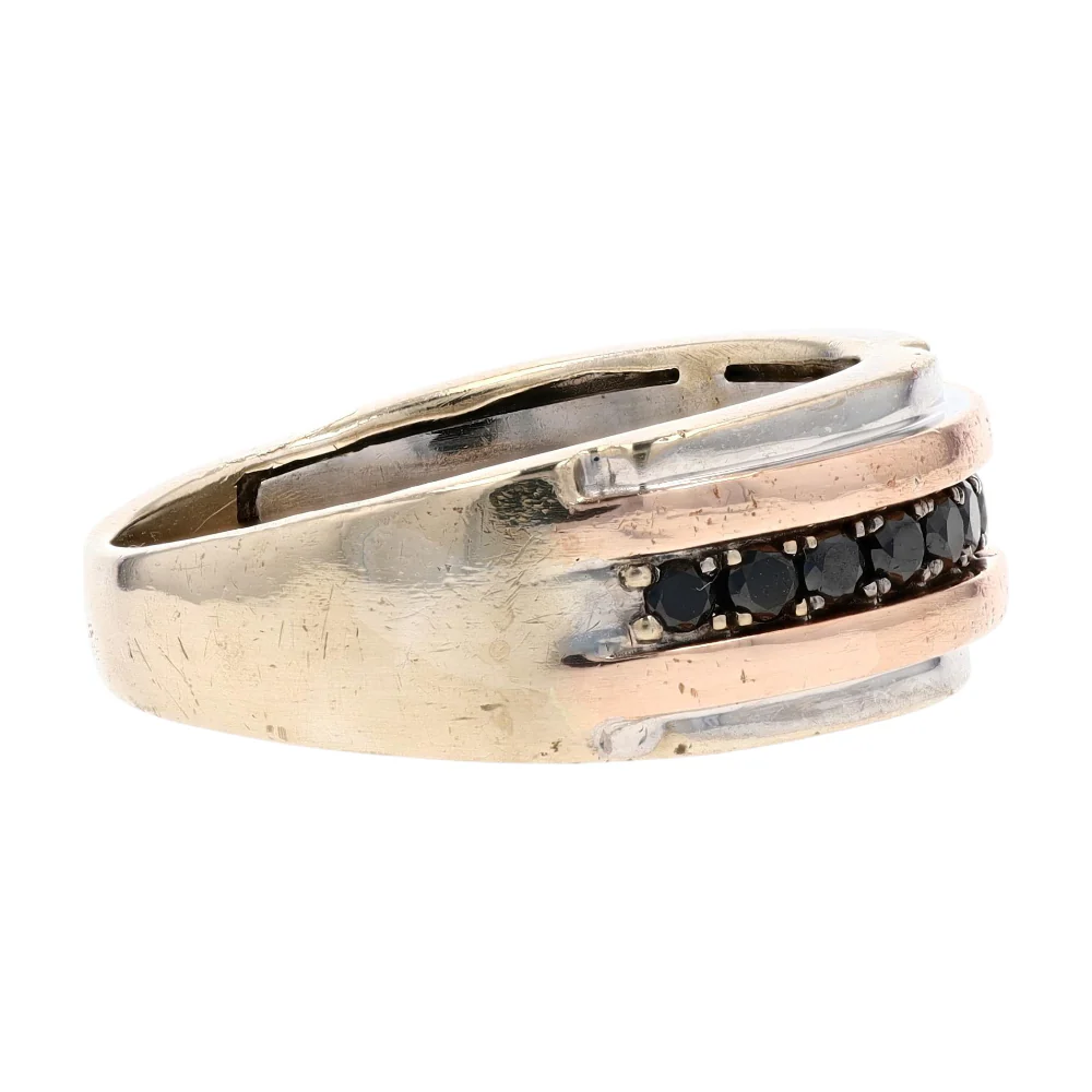 10K Two-Tone Gold Diamond Band Ring - Image 4