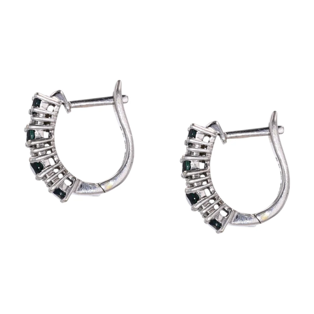 1/8 ctw 10K White Gold Diamond Hoop Earrings - Image 2