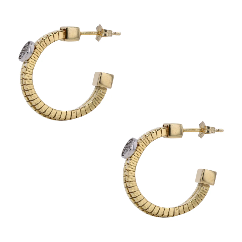 8K Two-Tone Gold Diamond Hoop Earrings - Image 2