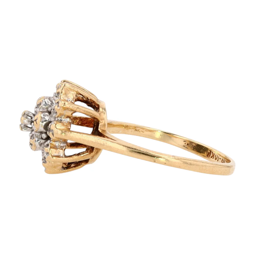 10K Two-Tone Gold Diamond Fashion Ring - Image 2
