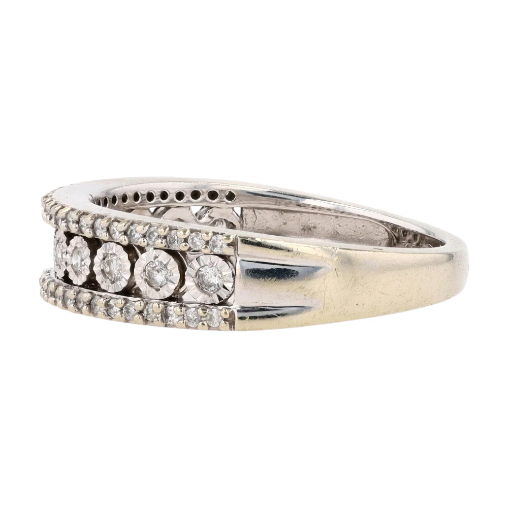 1/10 ctw 10K White Gold Diamond Band Ring - Image 2