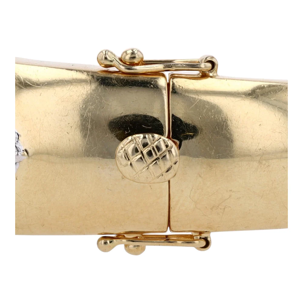 14K Yellow Gold Diamond Bangle Bracelet - Image 3