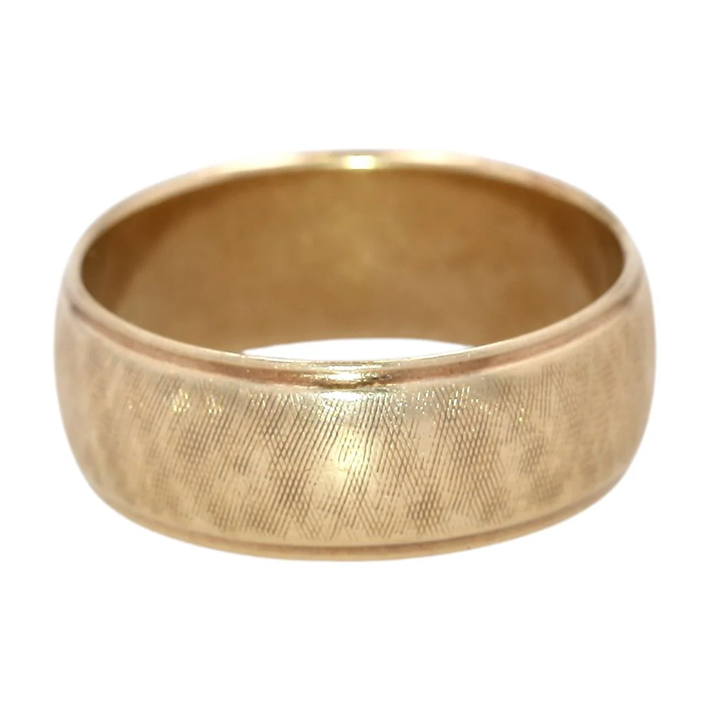 14K Gold Half Round Wide Brushed Finish Band - Image 2