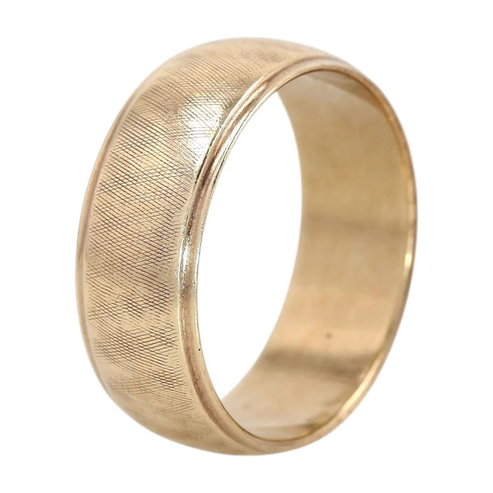 14K Gold Half Round Wide Brushed Finish Band - Image 3