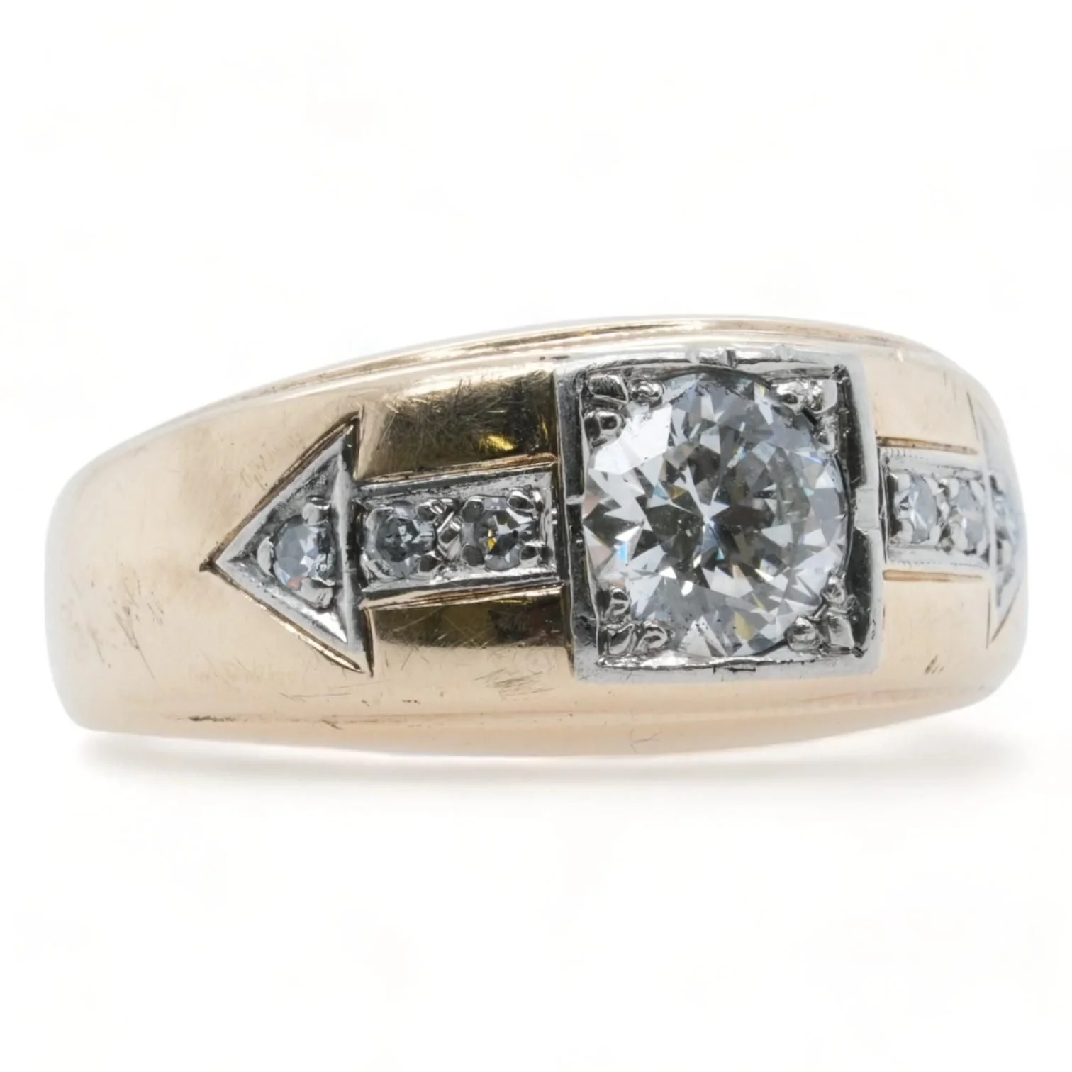 14K Gold RBC Center Diamond With Diamond Accents Band - Image 2