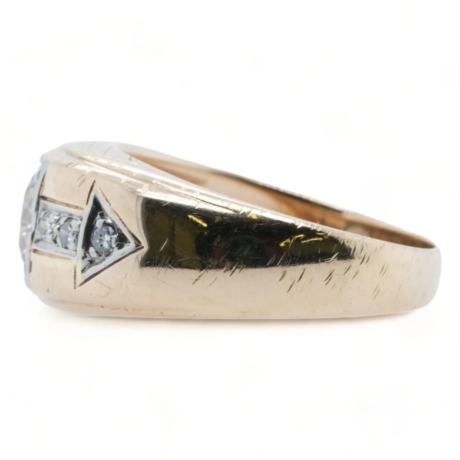 14K Gold RBC Center Diamond With Diamond Accents Band - Image 3