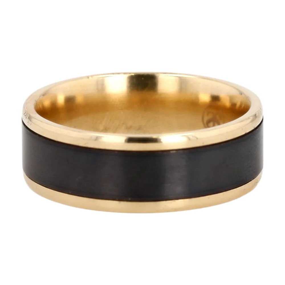 14K Gold The Onyx Wedding Band With Titanium - Image 2