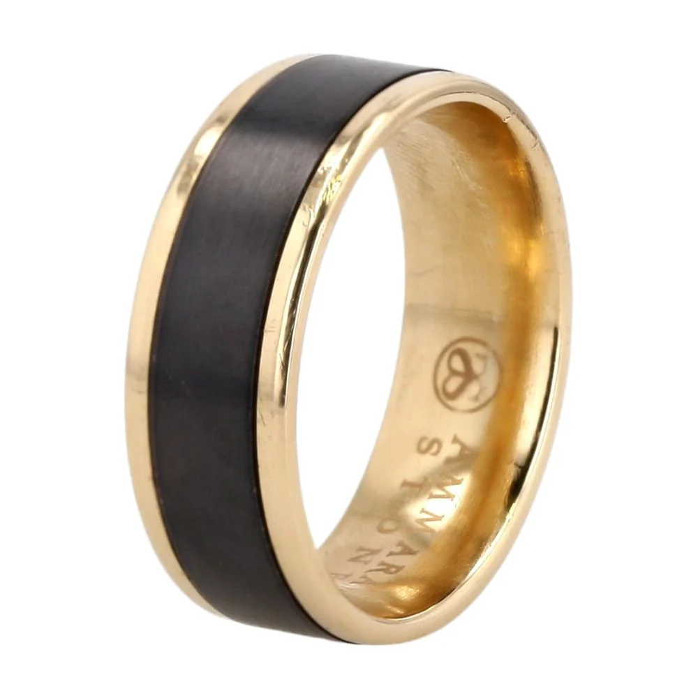 14K Gold The Onyx Wedding Band With Titanium - Image 3