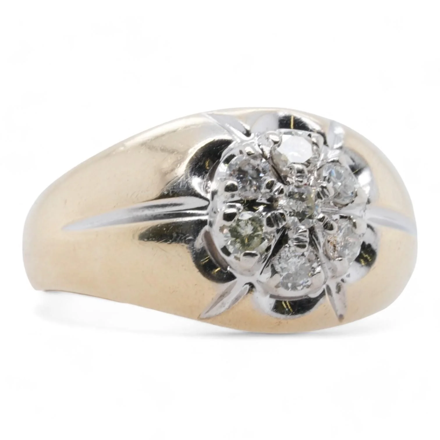 14K Gold Vintage Style Gents Diamond Band - Image 2