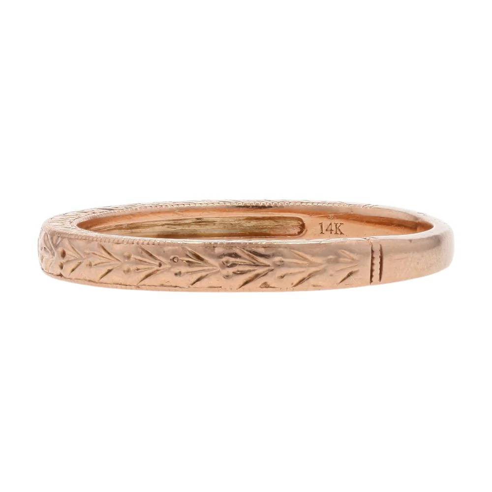 14K Rose Gold Impressions Engraved Band - Image 2