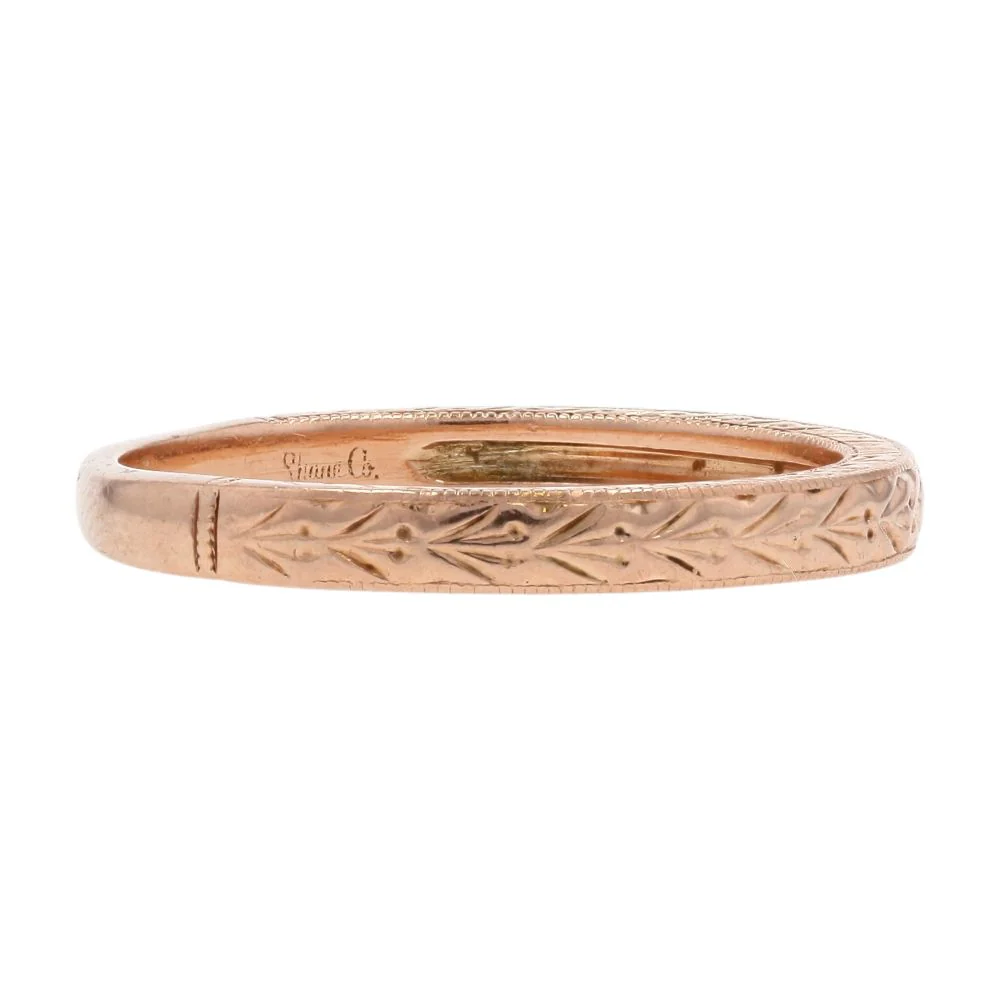 14K Rose Gold Impressions Engraved Band - Image 4