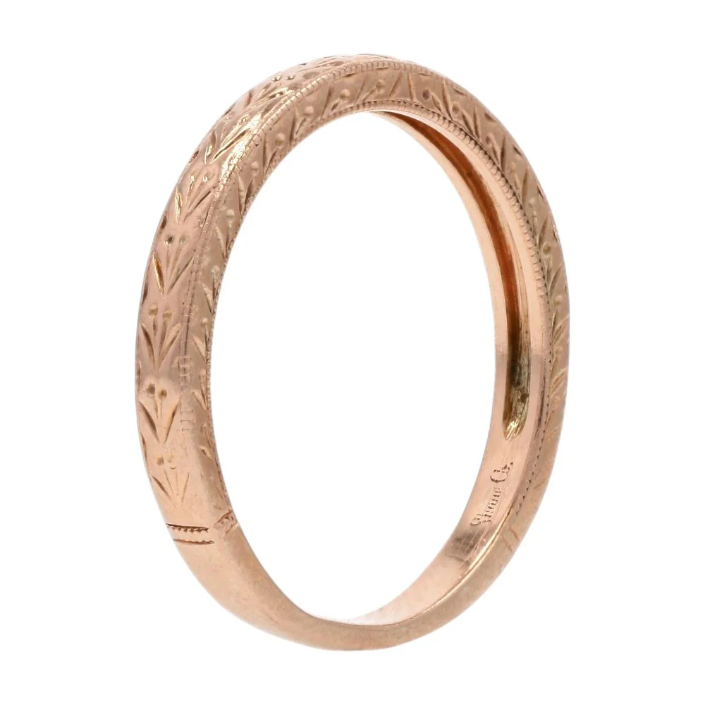 14K Rose Gold Impressions Engraved Band - Image 5