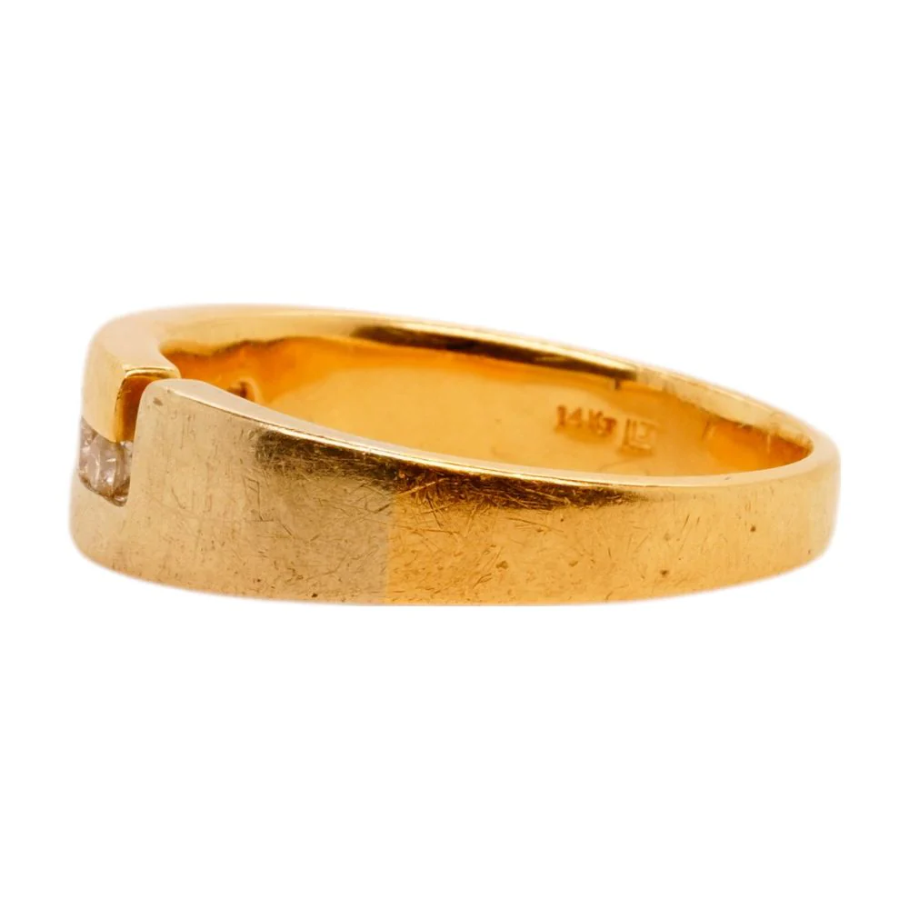 14K Two Tone Gold Five Round Channel Set Diamond Bypass Band - Image 2