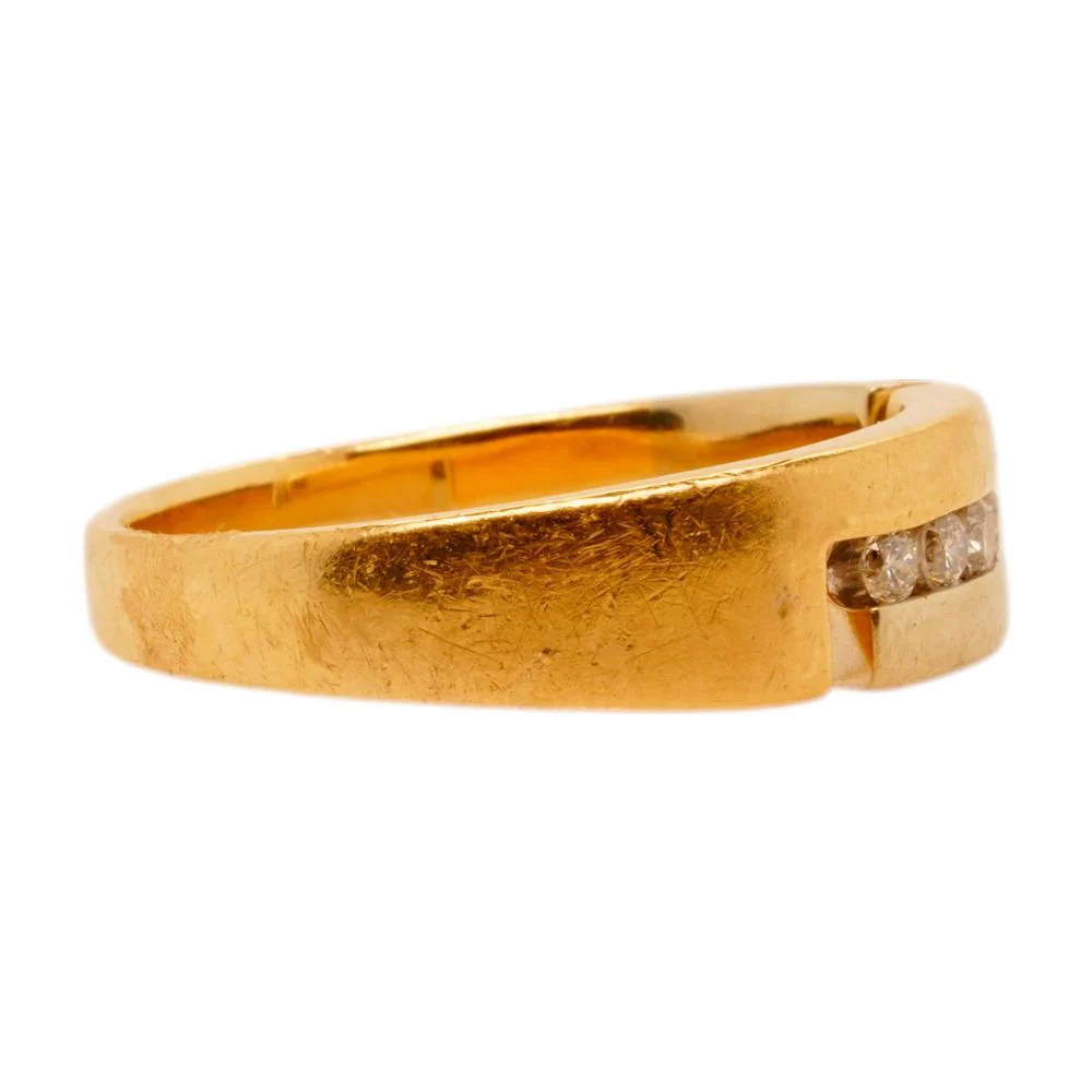 14K Two Tone Gold Five Round Channel Set Diamond Bypass Band - Image 3