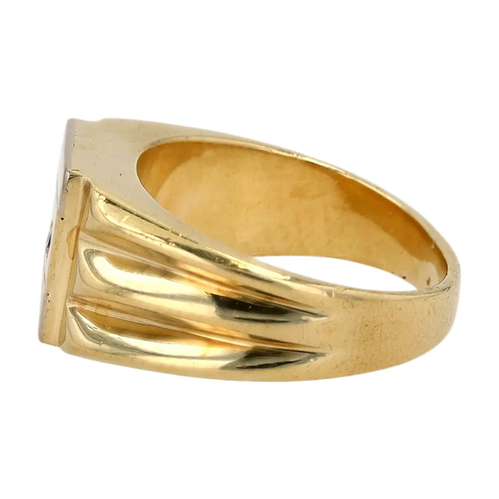 20880263 - 14K Two Tone Gold Small Diamond Accent Signet Ring - Image 2