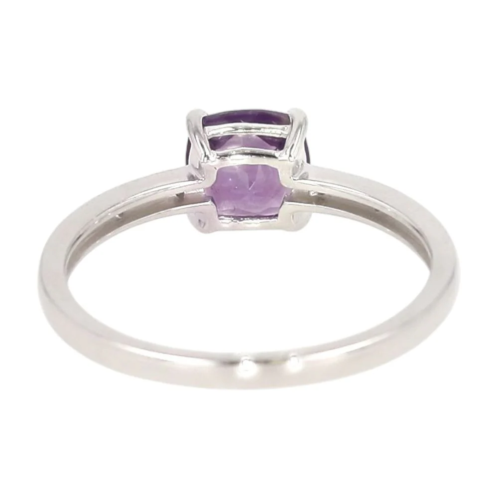 14K White Gold Amethyst Center With Diamond Accents Ring - Image 4