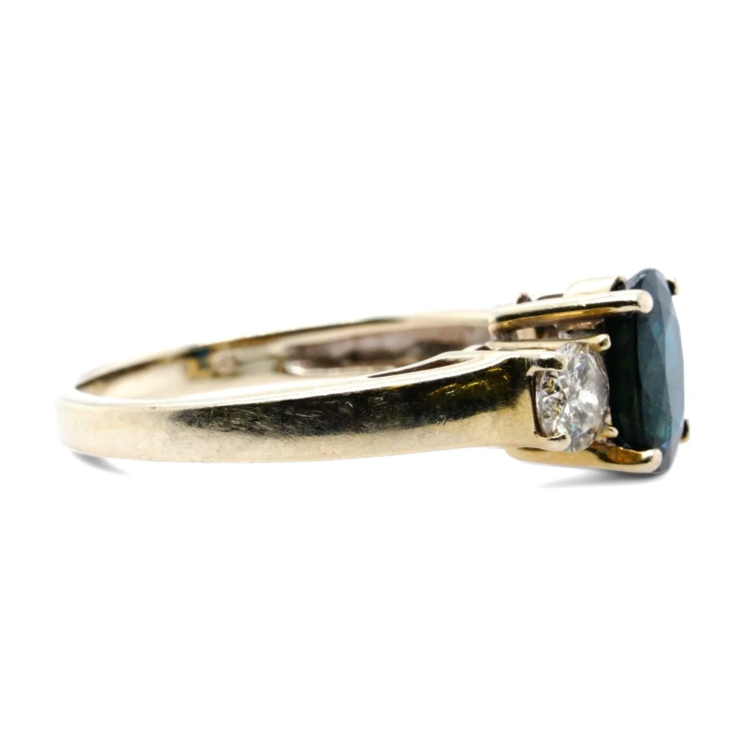 14K White Gold Oval Blue Stone With Diamond Accents Ring - Image 3